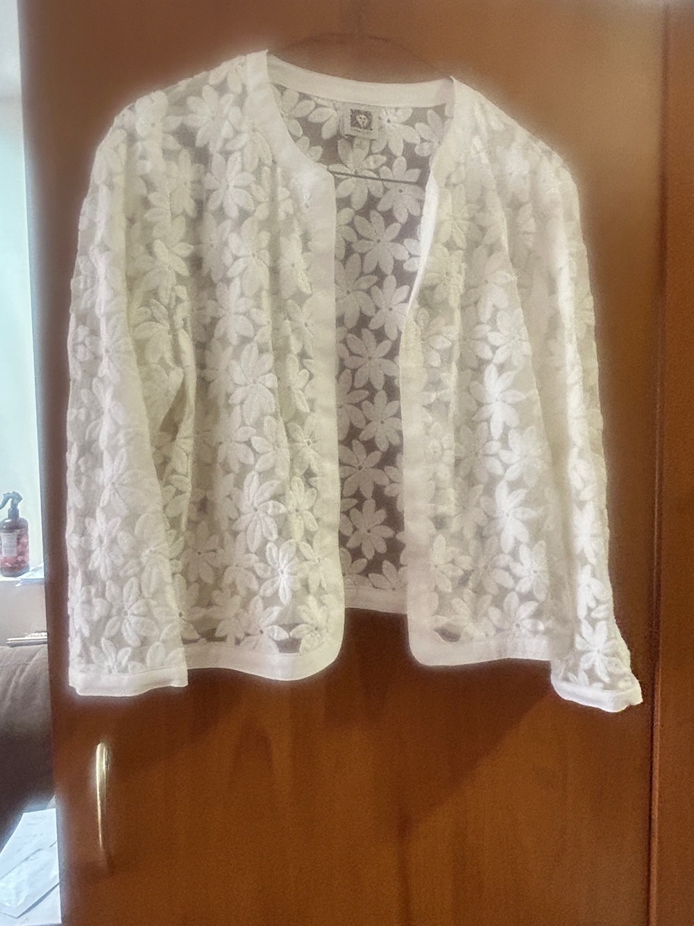 Anne Klein White Floral Lace Jacket